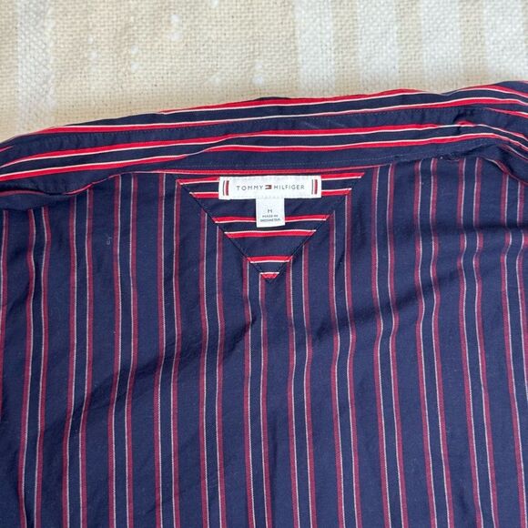 Tommy Hilfiger red white and blue striped long sleeve button down blouse size m - Picture 8 of 11